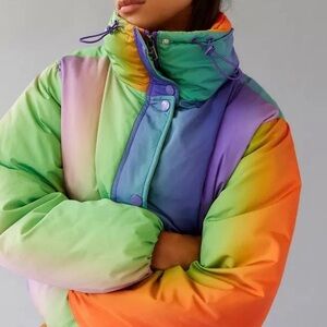 Urban Outfitters BDG Isla Lightweight Funnel Neck Gradiant Puffer Jacket XS TP